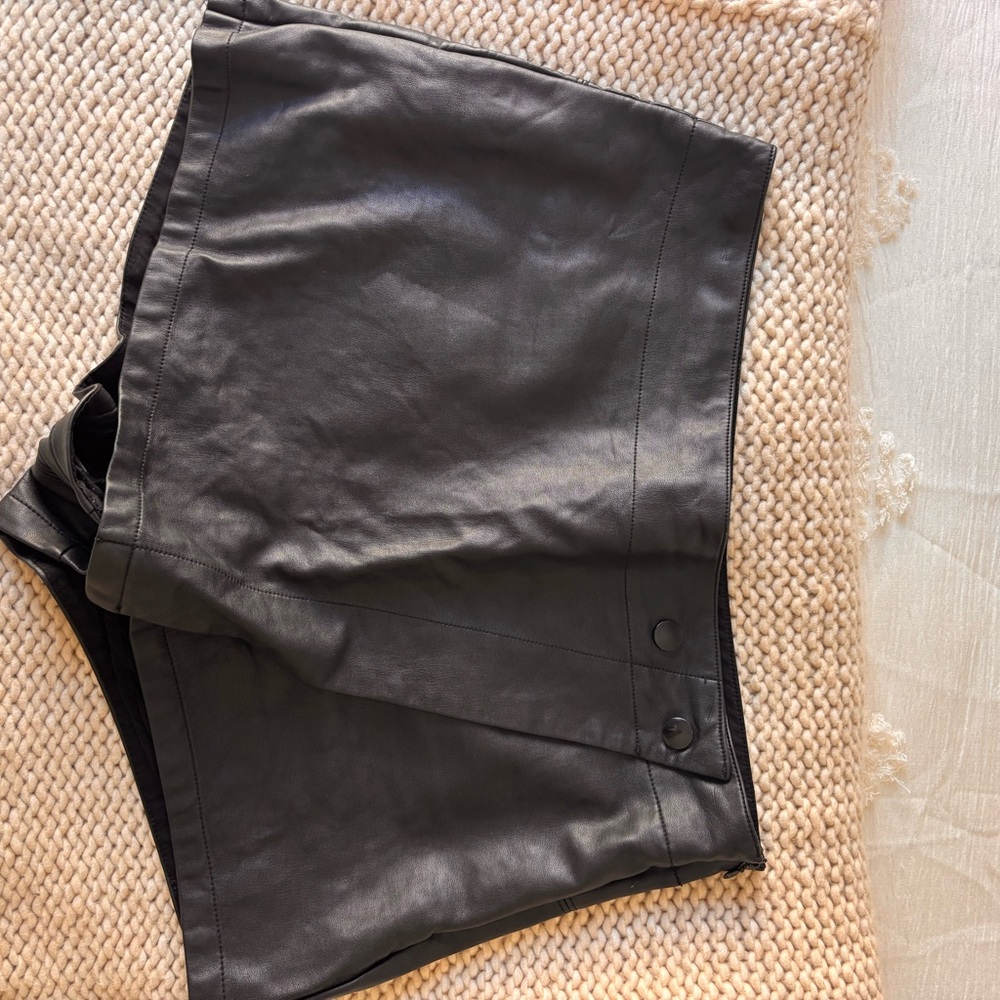 Free People Black Leather Skort